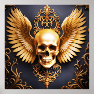 Póster Memento Mori Golden Gothic Skull Sigil