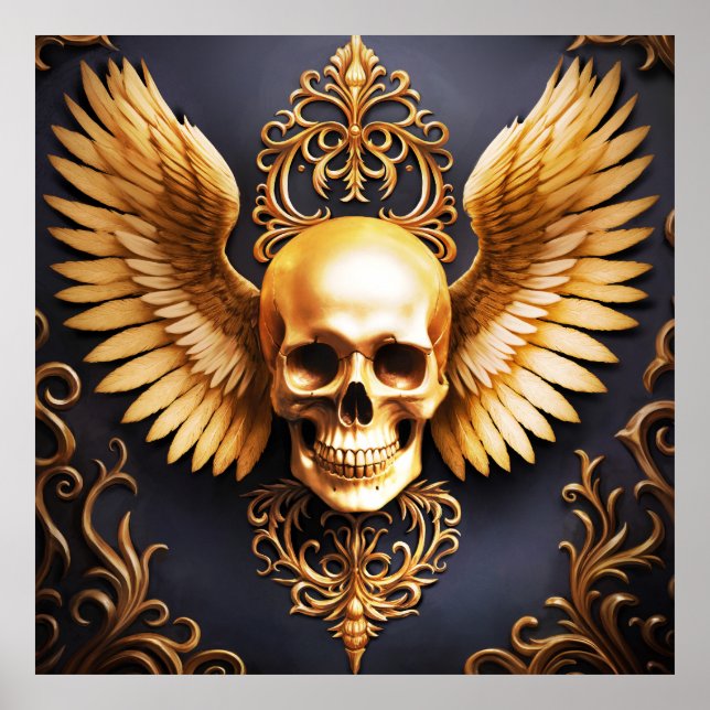 Póster Memento Mori Golden Gothic Skull Sigil (Frente)