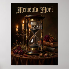 Póster Memento Mori Hourglass Skull Vanitas Dark