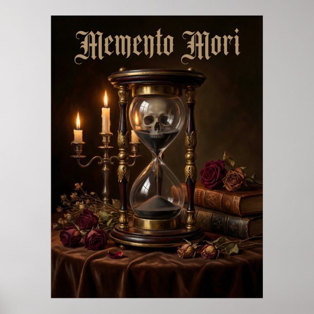 Póster Memento Mori Hourglass Skull Vanitas Dark  (Frente)