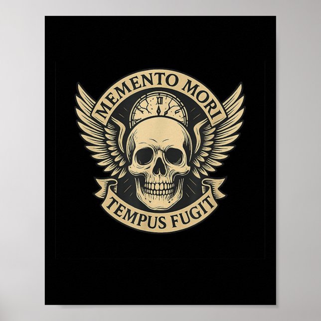 Póster Memento Mori Tempus Fugit Latin Stoic (Frente)