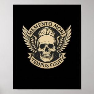 Póster Memento Mori Tempus Fugit Latin Stoic Cita Long S