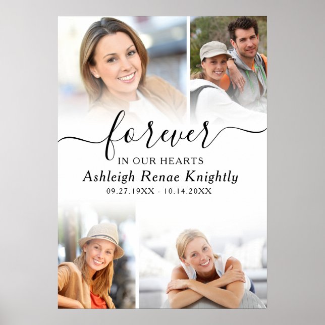 Póster Memorial 4 Fotos Por Siempre en nuestros Corazones (Frente)