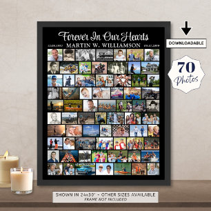 Póster Memorial 70 Colaje de Fotos Simple Personalizado