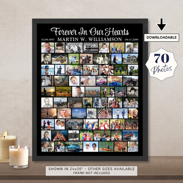 Póster Memorial 70 Colaje de Fotos Simple Personalizado (Subido por el creador)
