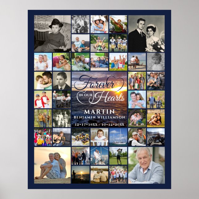 Póster Memorial Atardecer 42 Fotos POR SIEMPRE EN NUESTRO (Frente)