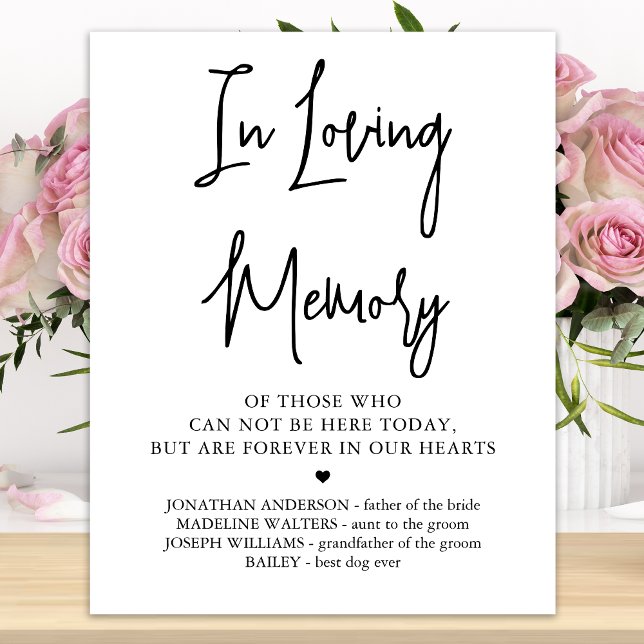 Póster Memorial boda personalizado en memoria amorosa (Subido por el creador)