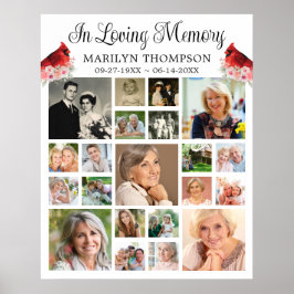 Póster Memorial Cardenal Floral Collage de 21 Fotos