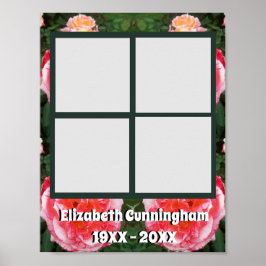 Póster Memorial cuatro fotos en foto de rosa rosado