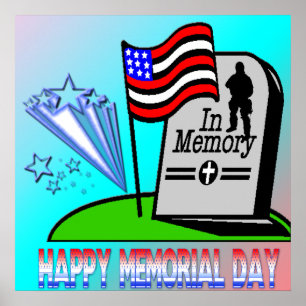 Póster Memorial Day feliz - poster de la lápida mortuaria