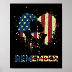 Póster Memorial Day Proud American Flag Remember