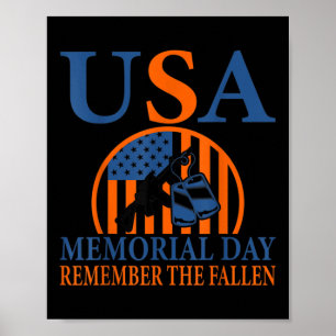Póster Memorial Day Recuerdan La Bandera De Estados Unido