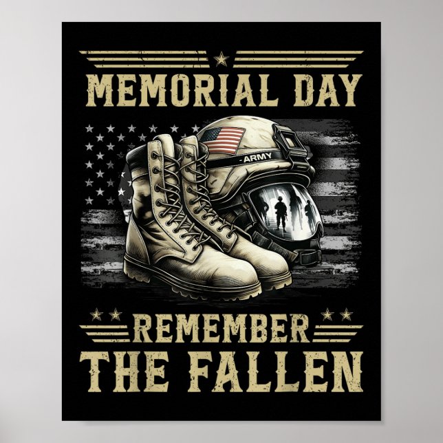 Póster Memorial Day Recuerden La Caída Del Veterano Ejérc (Frente)