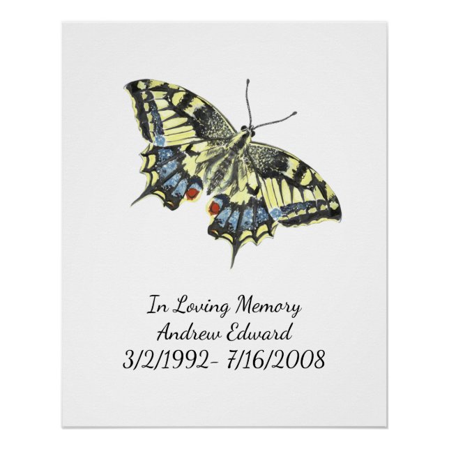 Póster Memorial de Mariposa Personalizado (Anverso)