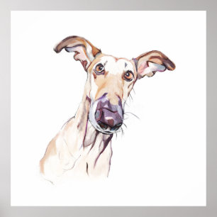 Póster Memorial de Mascota Greyhound, Acuarela