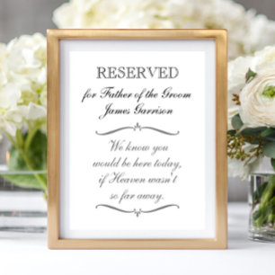 Póster Memorial del Padre del Novio Reservado para la Bod