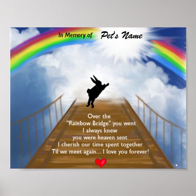 Póster Memorial del puente arcoiris para los conejos (Frente)
