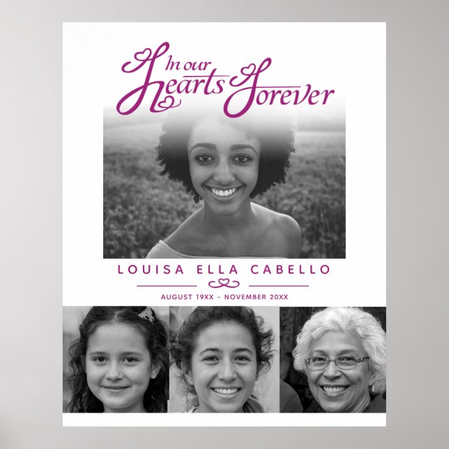 Póster Memorial en el corazón fotos del funeral blanco vi (Frente)