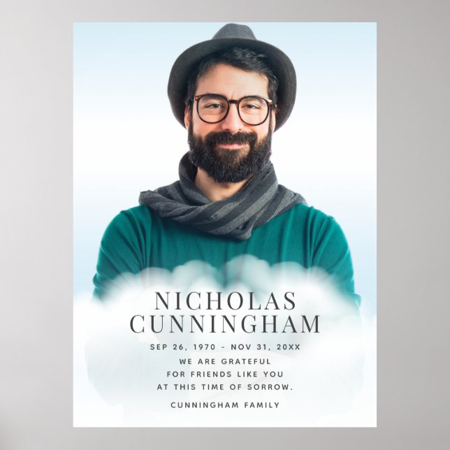 Póster Memorial en las Nubes Clásico Moderno Foto Simple (Frente)