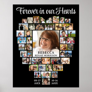 Póster Memorial funeral en forma de corazón de 45 Collage