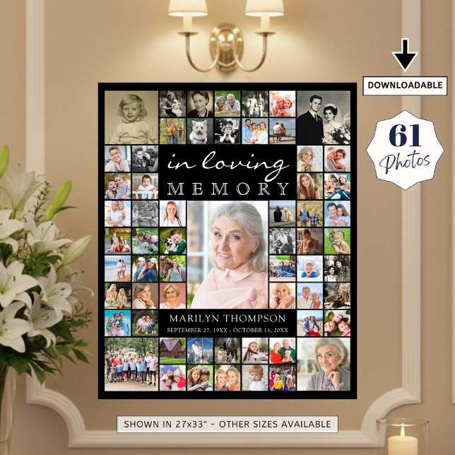 Póster Memorial IN LOVING MEMORY 61 Photo Collage Black (Subido por el creador)