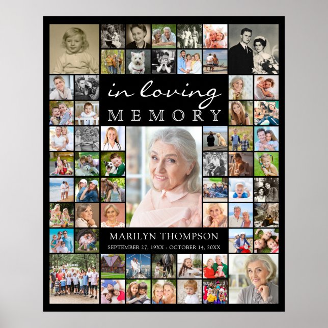 Póster Memorial IN LOVING MEMORY 61 Photo Collage Black (Frente)