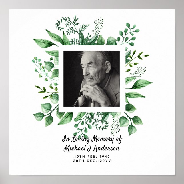 Póster Memorial Mens Gift Bereavement Photo Love Memory (Frente)