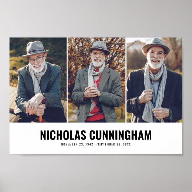 Póster Memorial Moderno Tres Fotos (Frente)