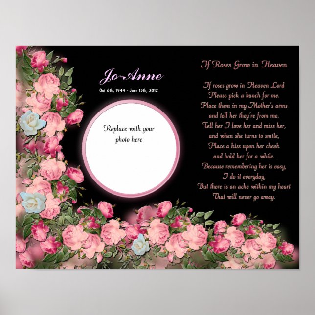 Póster Memorial - Mother - IF Roses Grown in Heaven Poem (Frente)
