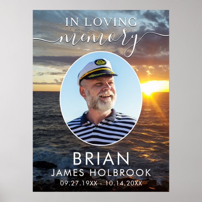 Póster Memorial Ocean Sunset Foto En Memoria Amada (Frente)