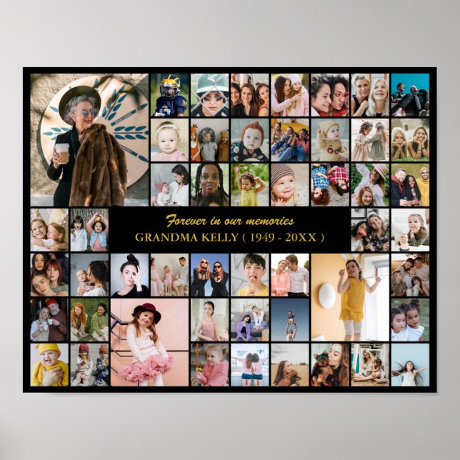 Póster Memorial Photo Collage 50 Picture In Loving Memory (Frente)