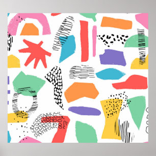 Póster Memphis Art: Diseño superficial Grunge