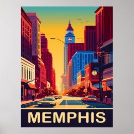 Póster Memphis, calles de la ciudad, viaje