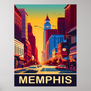 Póster Memphis, calles de la ciudad, viaje