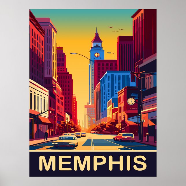 Póster Memphis, calles de la ciudad, viajes (Frente)