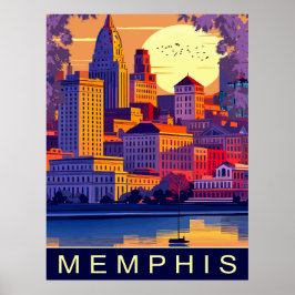 Póster Memphis, Río Mississippi, Viaje