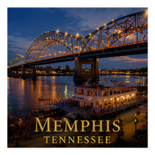 Póster Memphis Tennessee Blues y Río Mississippi