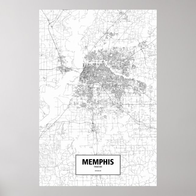 Póster Memphis, Tennessee (negro sobre blanco) (Frente)