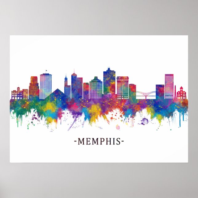 Póster Memphis Tennessee Skyline (Frente)