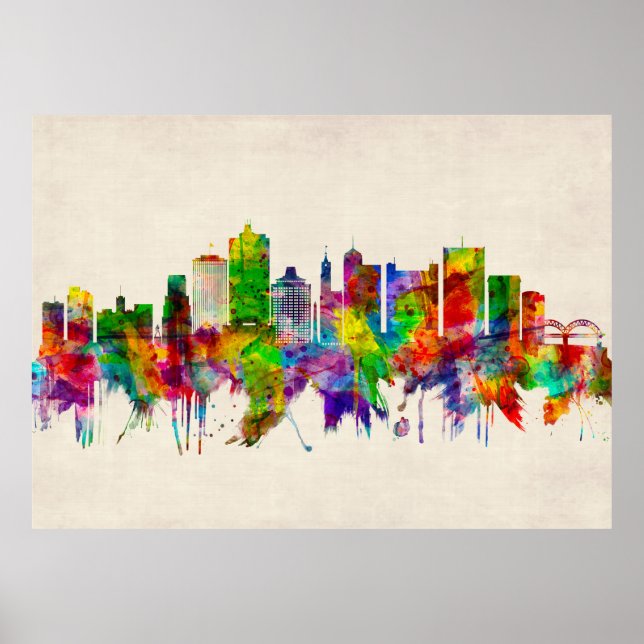 Póster Memphis Tennessee Skyline (Frente)