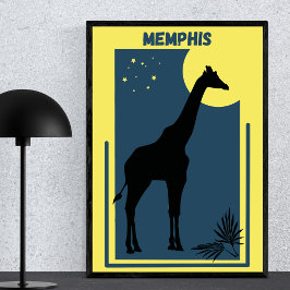 Póster Memphis Zoo Tennessee Vintage Giraffe