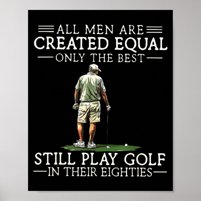 Póster Men Play Golf Eighties 80 Funny Golfer Golfing  (Frente)
