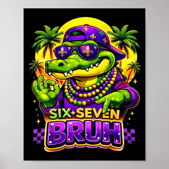 Póster Men Women Louisiana Six Seven 67 Bruh Mardi Gras A (Frente)