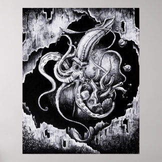 Póster Menacing Squid