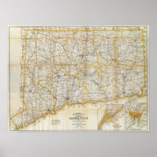 Póster Mendenhall's Guide, Road Map Connecticut