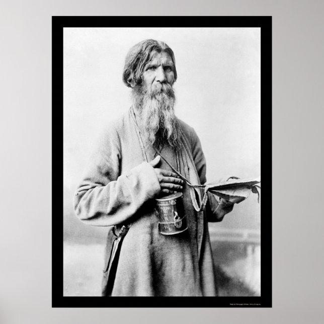Póster Mendigo de iglesia con barba en Rusia 1880 (Frente)