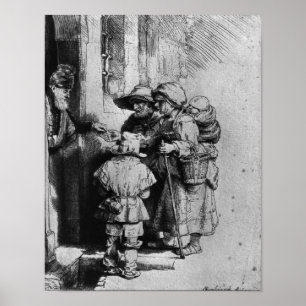 Póster Mendigos en el umbral de una casa, 1648