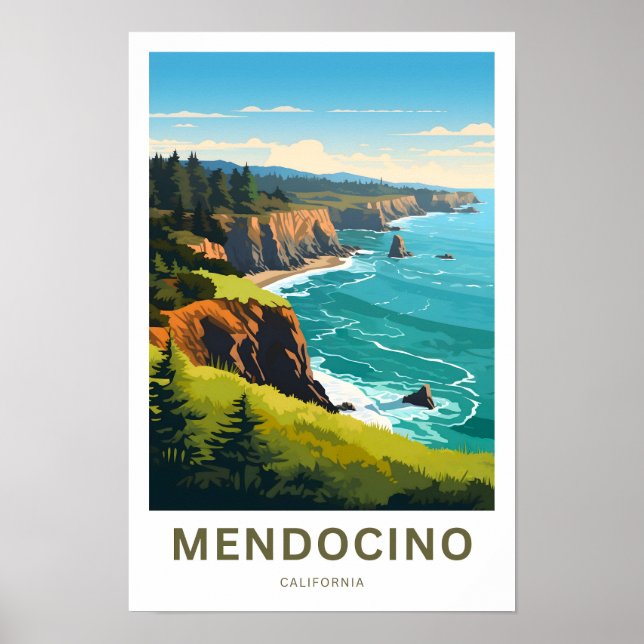 Póster Mendocino California Travel Print (Frente)