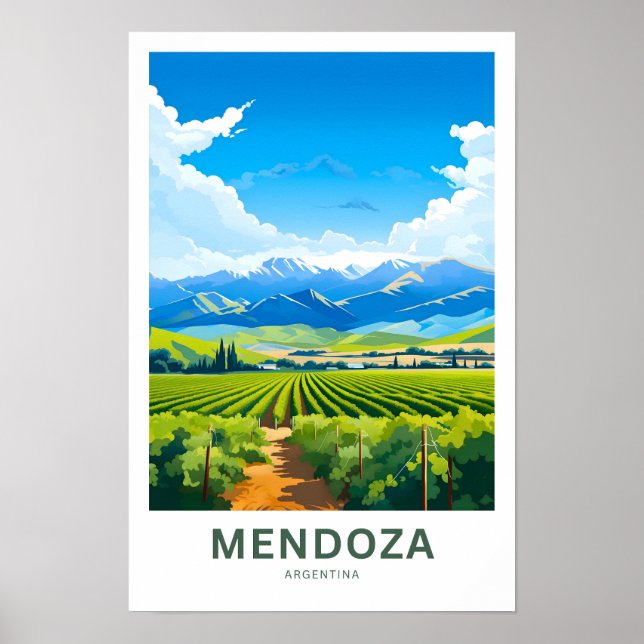 Póster Mendoza Argentina Travel Print (Frente)