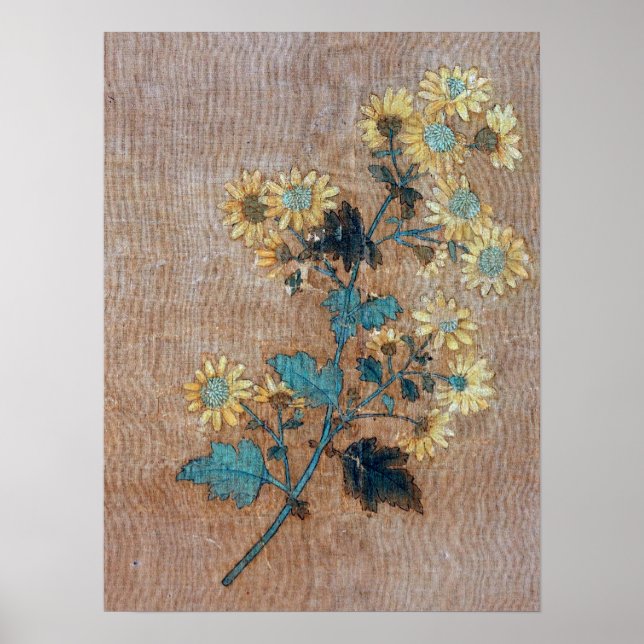 Póster Mengfu - Diez crisantemos (Frente)